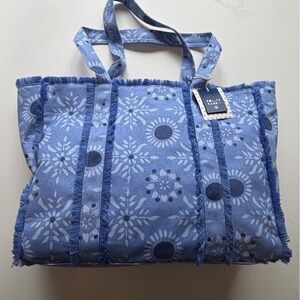 Star medallion fringe canvas tote bag blue roller rabbit target
